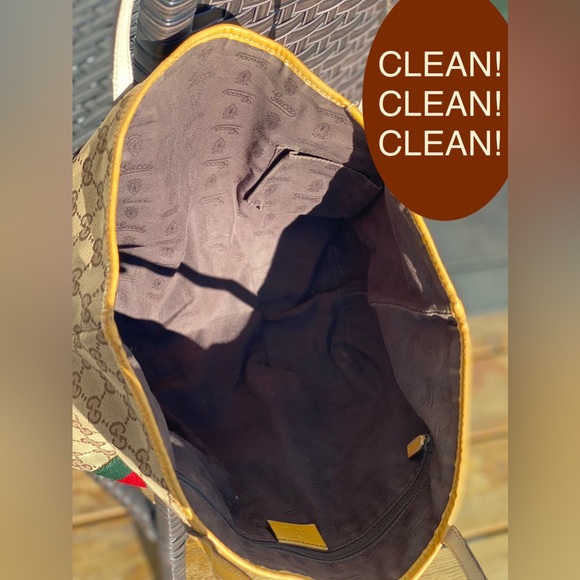 GUCCI Sherry Line Shoulder Tote Bag Canvas Leather Brown GG Pattern15”x 9”x 6”🎁 - Picture 12 of 17